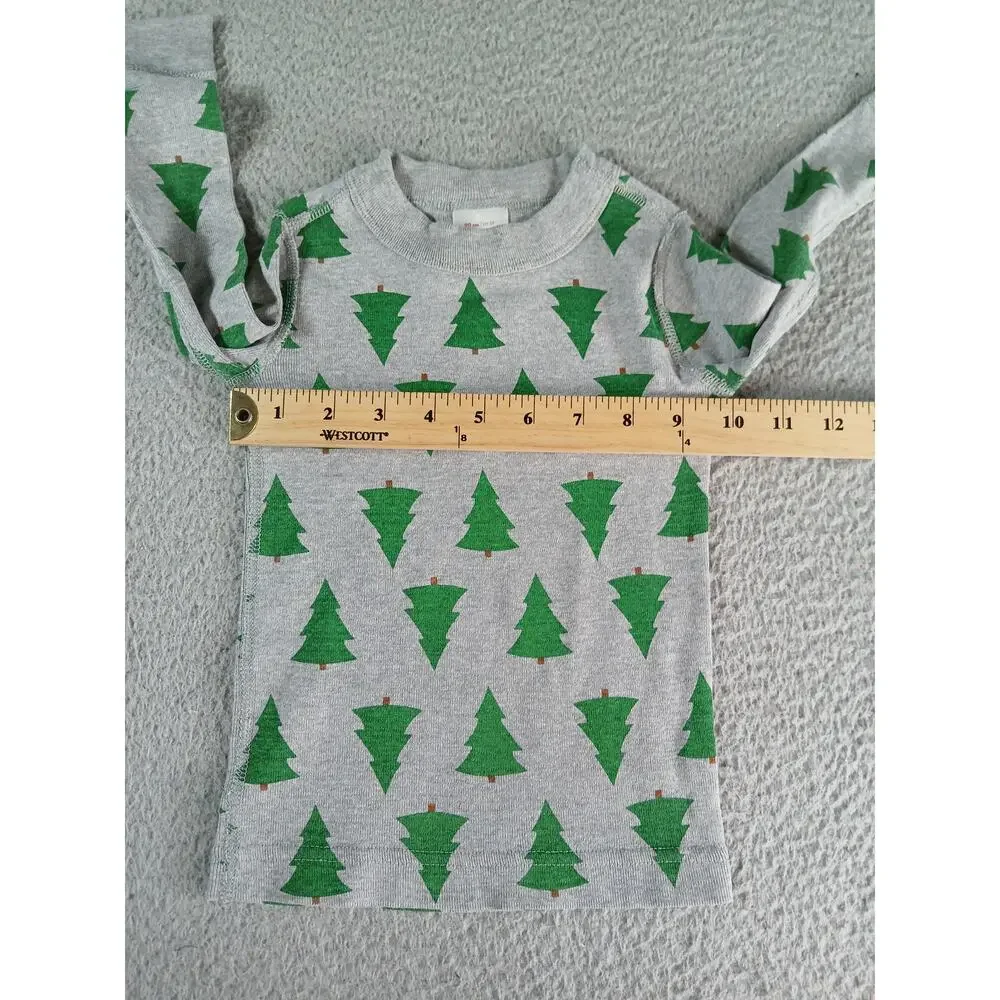Hanna Andersson Pajamas Set 90 US 3T Gray Christmas Trees Winter Organic Cotton